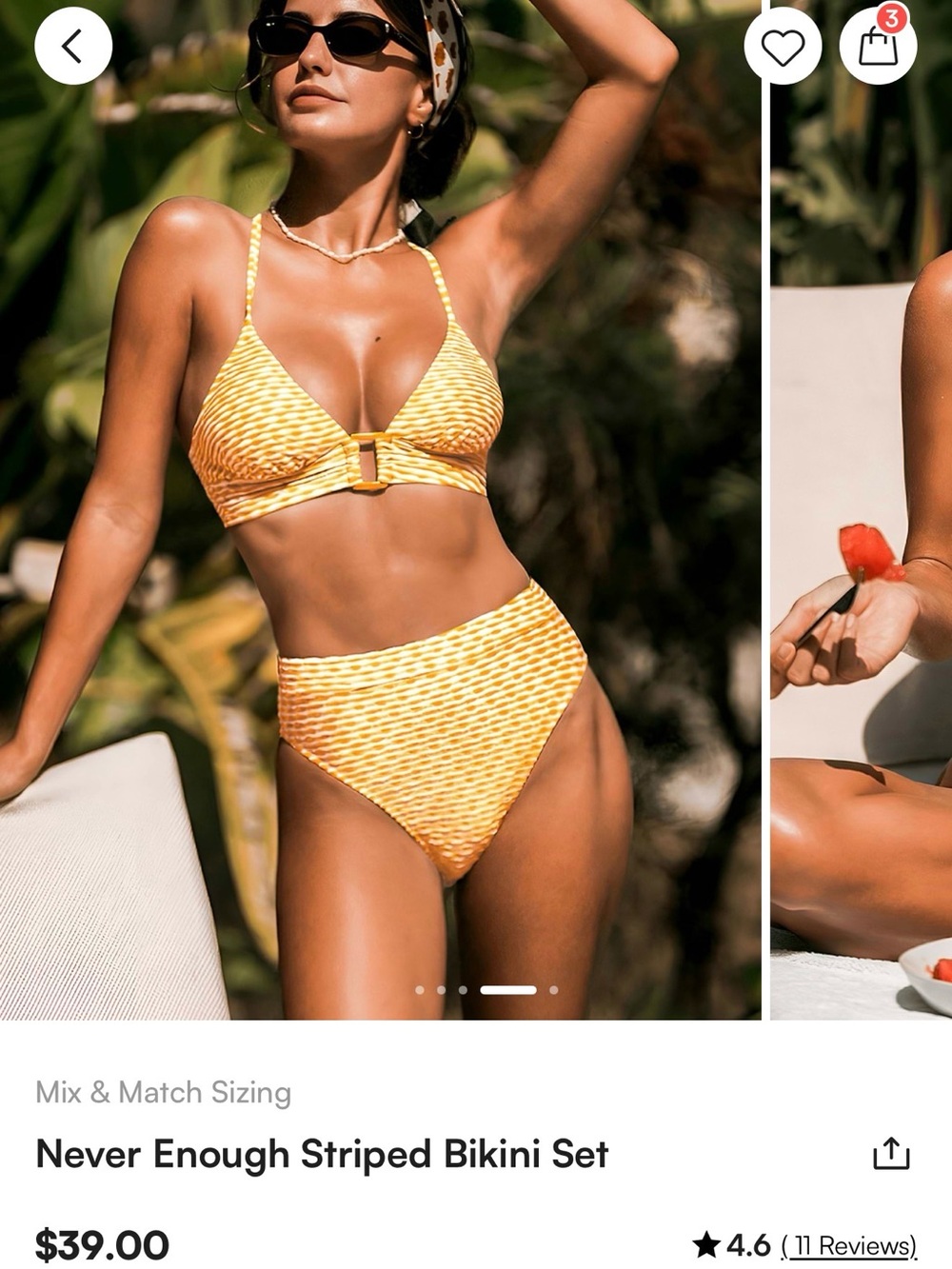 Cupshe Yellow Striped High-Waist Bikini Set